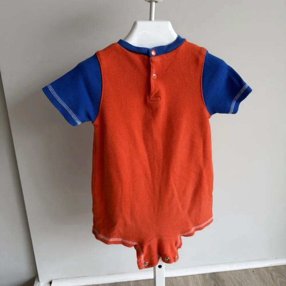 Disney Mickey Mouse Pluto Orange Blue Colorblock Romper Infant Boys 18M VTG 90’s